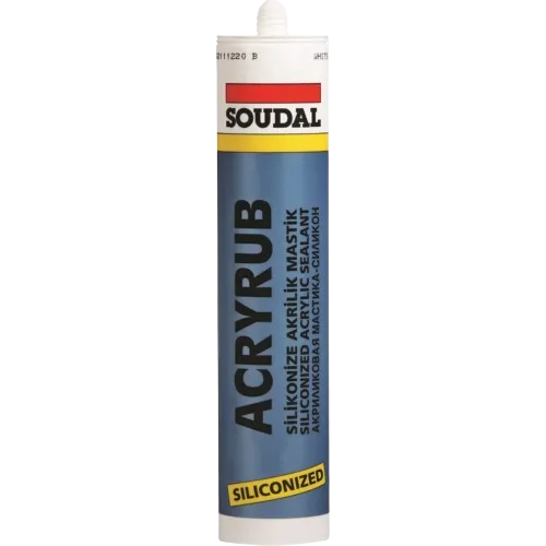 Силиконовый мастик однокомпонентный Soudal, acryrub, белый 500 мл